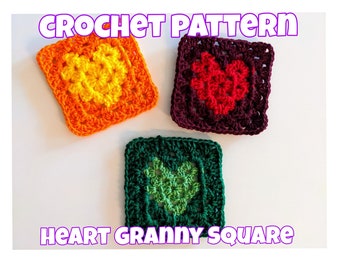 Heart Granny Square Crochet Patten PDF |  Beginner crochet pattern