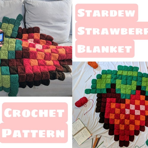 Strawberry Crochet Blanket Pattern Beginner Friendly Crochet Etsy