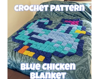 Stardew Valley Blue Chicken Crochet Blanket Pattern | Beginner Crochet Pattern