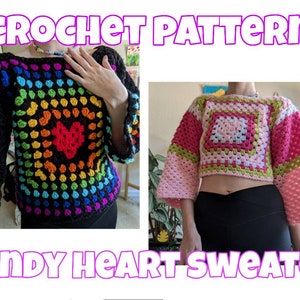 Candy Heart Crochet Sweater | Beginner Friendly Crochet Pattern