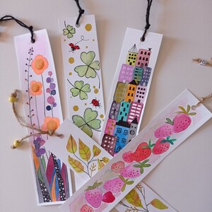 Watercolour BOOKMARKS, Hand painted, set of 2 assorted bookmarks, For book lovers, Personalised gift.