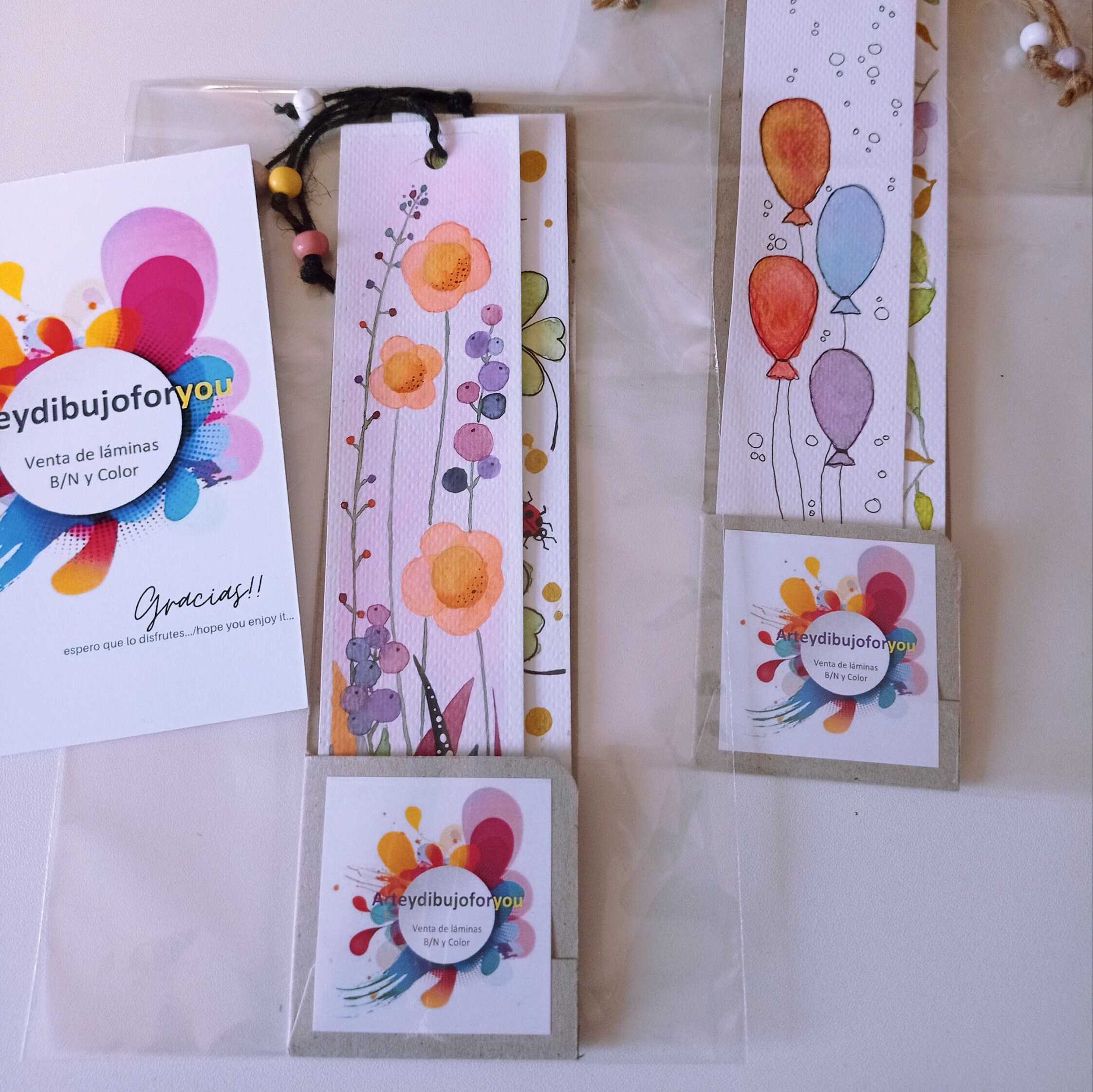 Watercolour BOOKMARKS, Hand Painted, Set of 2 Assorted Bookmarks, for ...