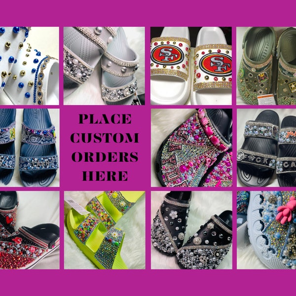 Custom Order Crocs & Old Navy Slides; One of a Kind Bling Slides - Women's Sandals - Various Size/Styles Available