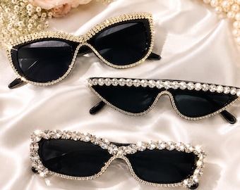 Bling Rhinestone Sunglasses | Glam Cat Eye & Rectangle Shades