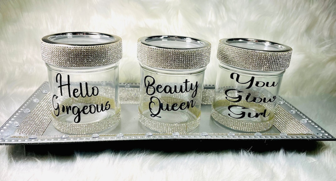 Silver Clear Bling Vanity Tray Bathroom Accessories Bling Home Decor Etsy