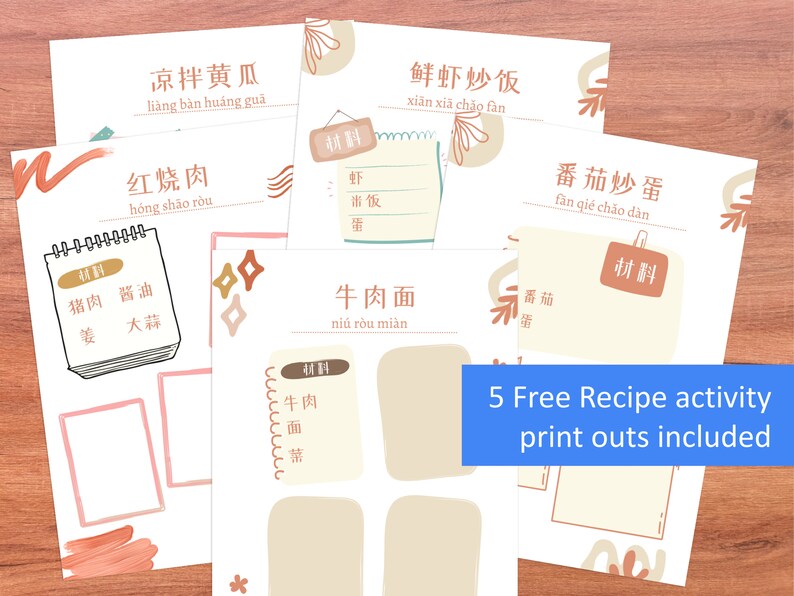 Chineseenglish Bilingual Printable Flashcards Food Unit Etsy