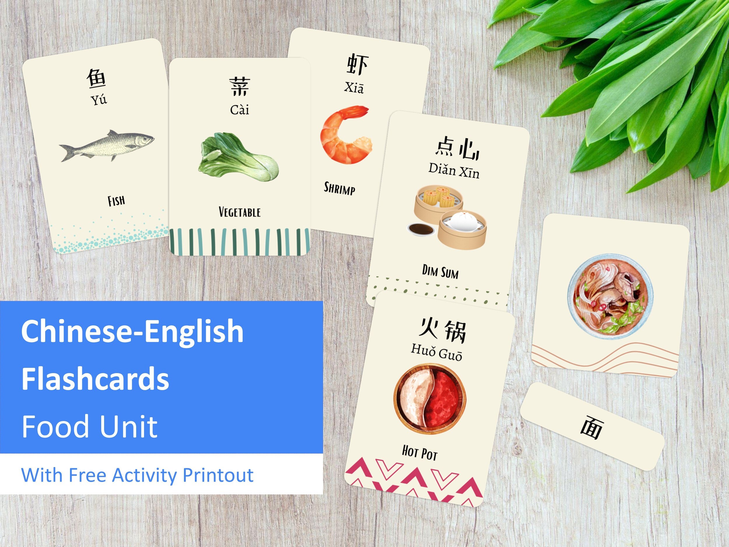 Chinese Food Flashcards, Bilingual Mandarin Learning (digital Download ...
