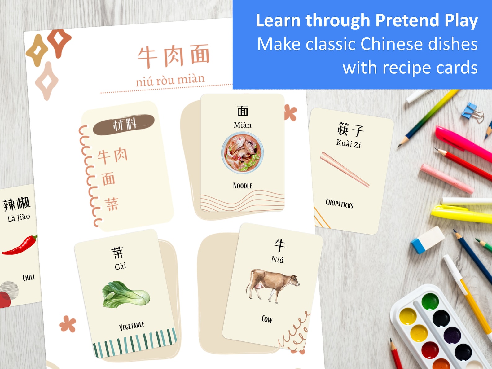 Chineseenglish Bilingual Printable Flashcards Food Unit Etsy