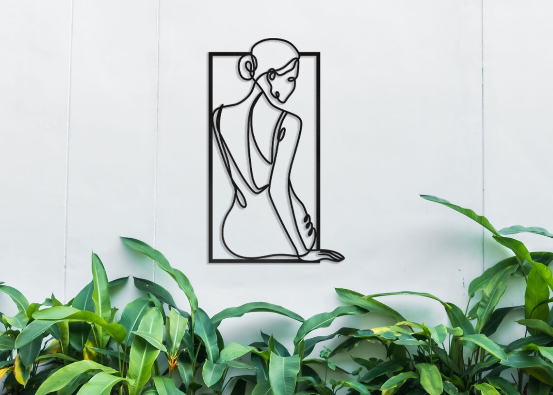 Female Face Metal Wall Art Woman Turning Her Back Wall Decor Etsy