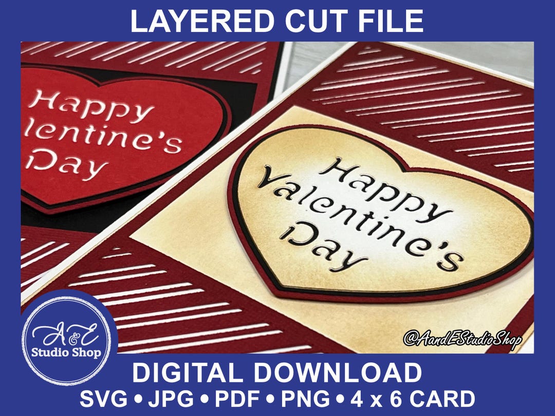 Happy Valentine's Day 3D Layered Papercut Card - SVG Cut & Image Files ...