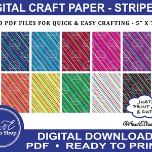 Carta artigianale - 5" x 7" - Strisce multicolori - PDF pronto per la stampa - Download digitale - Stampa e taglia a misura - Risparmia tempo e inchiostro