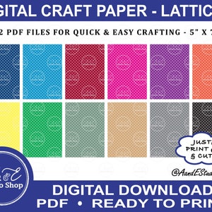 Carta artigianale - 5" x 7" - Reticolo multicolore - PDF pronto per la stampa - Download digitale - Stampa e taglio su misura - Facile e veloce - Risparmia tempo e inchiostro