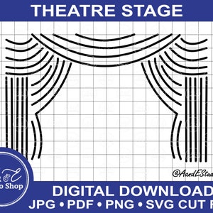 Escenario de teatro - Descarga digital únicamente - Archivos SVG de corte e imagen para papel, cartulina, calcomanía, vinilo, plantilla digital, calcomanía, diario, etc.