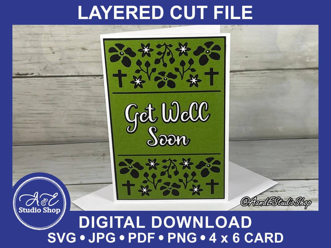 Get Well Card - Get Well Soon - Floral Spray With Crosses - Digital ...