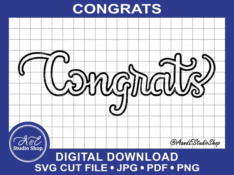 Congrats in Fancy Script - Outline - Digital Download Only - SVG Cut ...