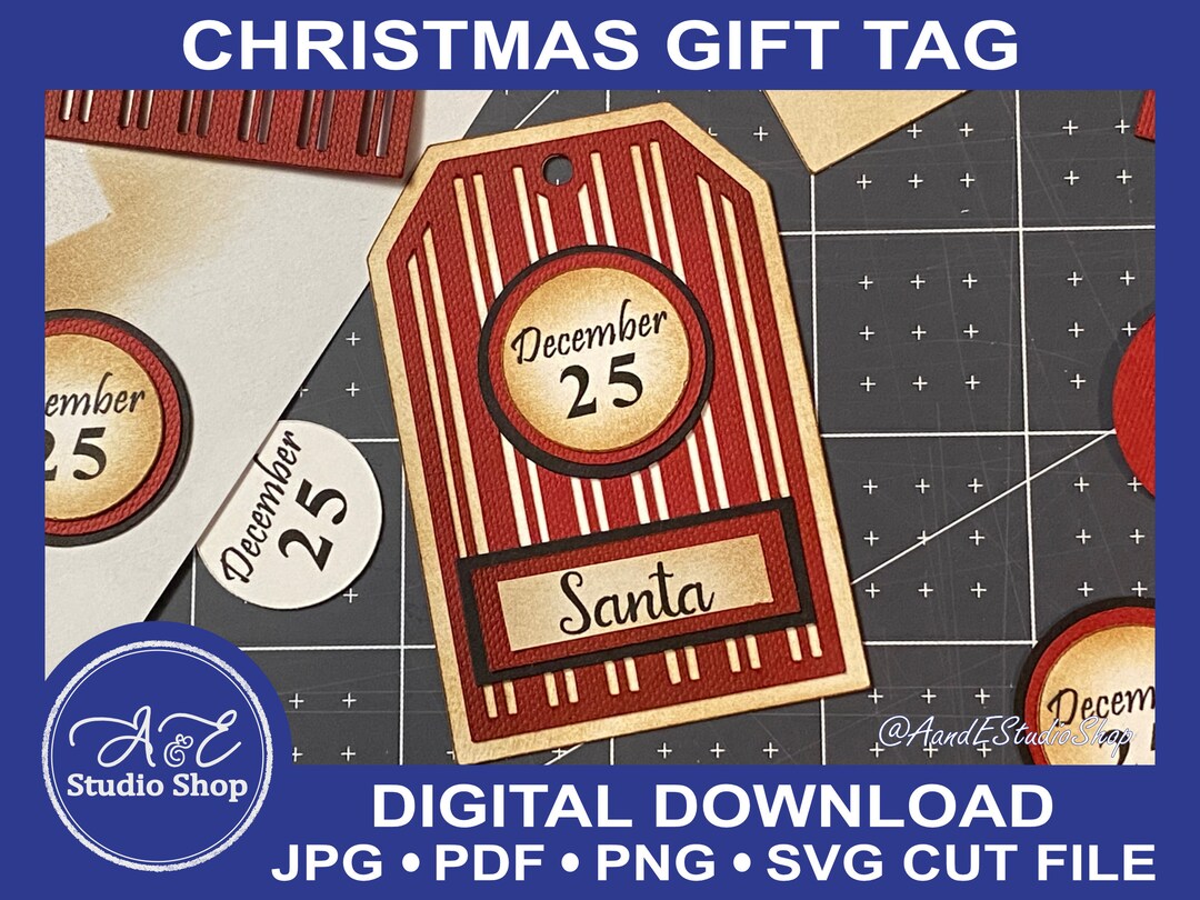 Christmas Gift Tag - Candy Cane Stripe - SVG Cut File - Image Files ...