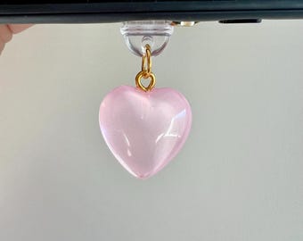 Soft Pink “Jelly” Heart Kindle Charm - USB-C or Lightning Dust Plug