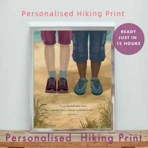 Personalised Beach Couple Printable, Personalised Couple Print, Custom Couple Gift, Hiking Family Print, Wedding Wall Art, Anniversary gift