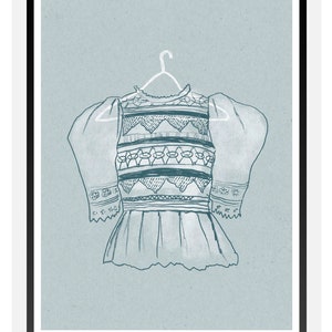 White Blouse Fashion Print, White Blouse Wall Art, Fancy Blouse Fashion Print, Summer Blouse Girl Poster, Blouse Fashion Poster