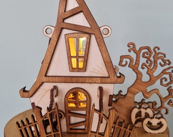 DOLLHOUSE , Miniature kit model "Witches House"- Kit/3D , 1;48 scale,Wooden DIY Puzzle/ Fairy House | Cornel73-Halloween