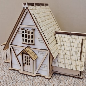 Dockhus, Miniatyrbyggsats modell "Bondgård", dockhus, älvhus - DIY-byggsats Beige Roof