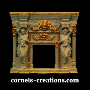 Baroque Fireplace  / 3D Printed in 1-24th and 1-48th scale/ Dollhouse/ Furniture/ Miniature