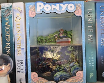 Ponyo Book Nook Kit - UV Printed, DIY Miniature Diorama | Animated Film Inspired