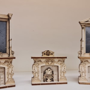 Baroque Fireplace set of 3- Kit , 1:24th scale ,Miniature furniture