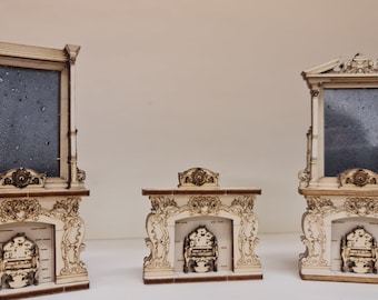 Ensemble de 3 cheminées baroques, échelle 1:24 ,Meubles miniatures