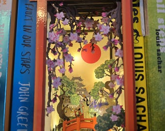 Book Nook / Diorama - Japanese Book Nook Kit/ UV Printed/ Bookshelf insert/ Bookend Puzzle | Cornel73
