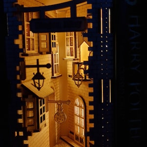 Book Nook Kit/ Diorama with lights-Magical Alley- (No Glue Needed)/ Bookshelf insert , Bookend puzzle , DIY | Cornel73