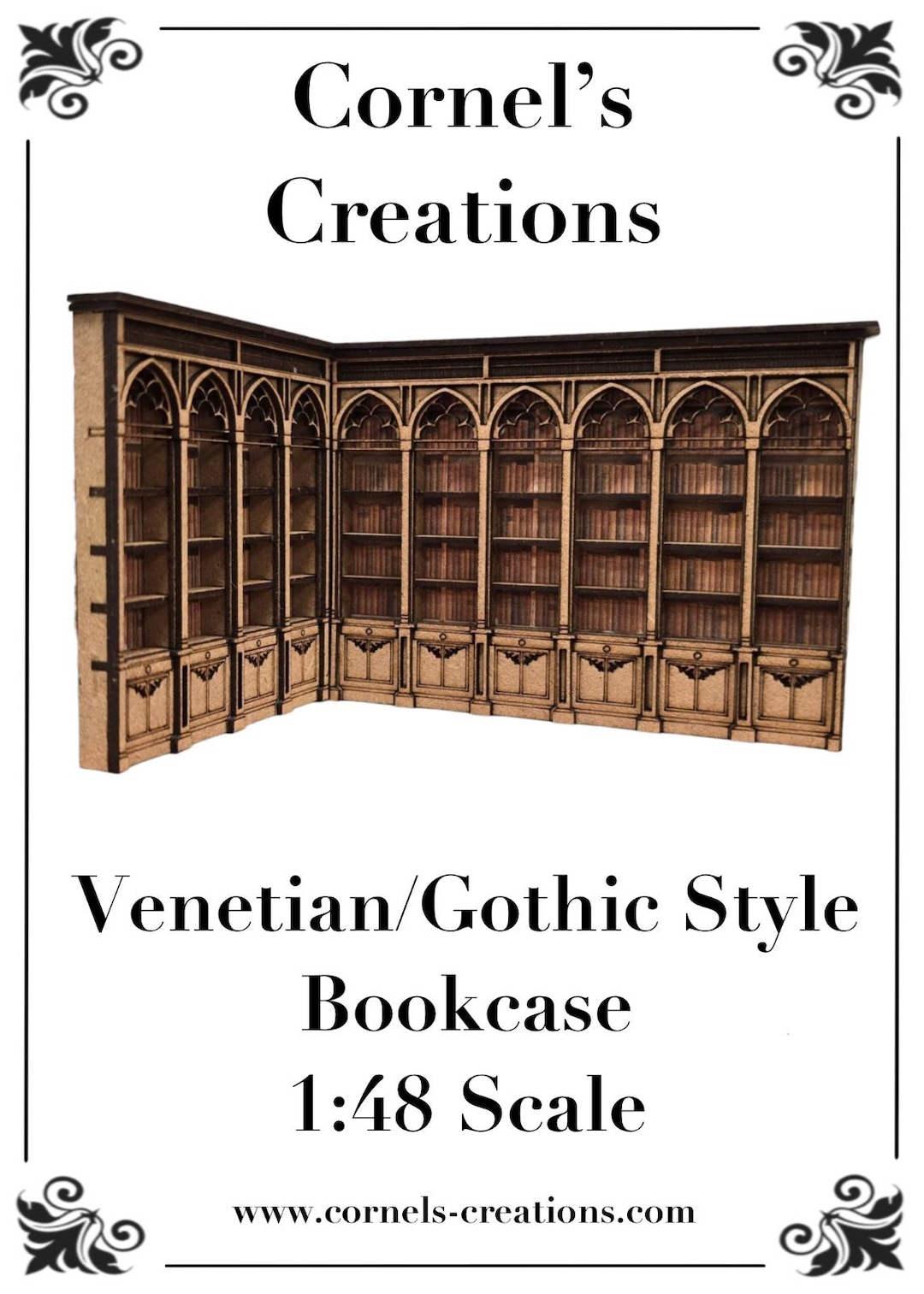 Venetian/ Gothic Bookcase Kit in 1:48th and 1-24th Scale . Miniature - Etsy
