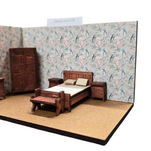 Clasic Bedroom Furniture set  Kit 1:48 Scale for dollhouses, miniature houses