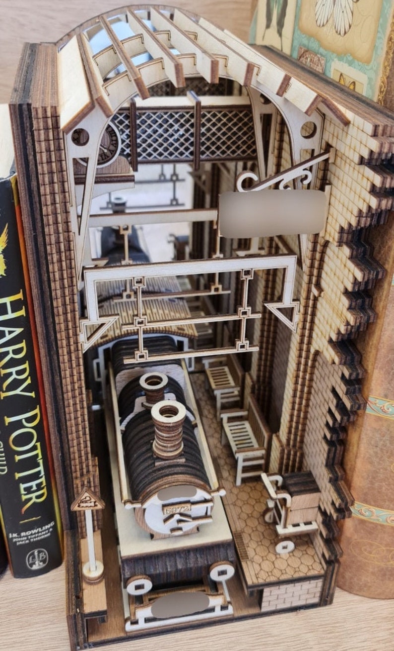 Book Nook /diorama Train Station Book Nook Kit / Bookshelf Etsy