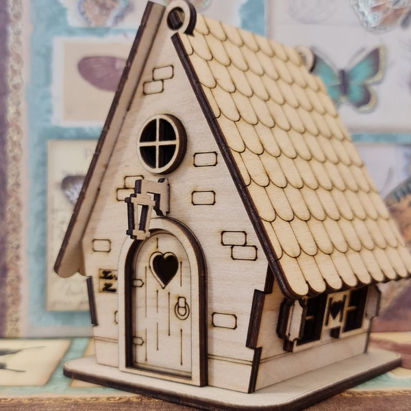 MAISON DE POUPÉES , Modèle miniature en kit « Maison de fée en bois » - Kit | Corneille73