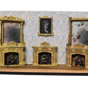Baroque Fireplace set of 3- Kit , 1:48th scale ,Miniature furniture
