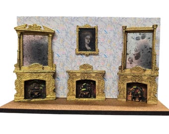 Baroque Fireplace set of 3- Kit , 1:48th scale ,Miniature furniture