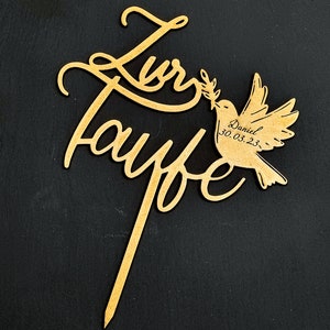 Cake Topper laser cut cnc Taufe 200mm hoch, dxf svg Zur Taufe Friedenstaube christen baptize DIY SVG Vektor Zuschnitt Download Design Gravur zdjęcie 1