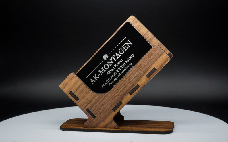 Visitenkartenständer Visitenkarten Halter business card holder stand DIY Laser SVG Vektor Datei Zuschnitt Download Design Gravur engraving Bild 4