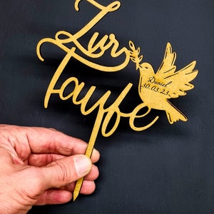 Cake Topper laser cut cnc Taufe 200mm hoch, dxf svg Zur Taufe Friedenstaube christen baptize DIY SVG Vektor Zuschnitt Download Design Gravur zdjęcie 4