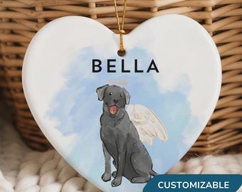 Custom Name Labrador Retriever Ornament, Dog With Wings Personalized Pet Portrait Memorial Gift, Pet Loss Remembrance Keepsake