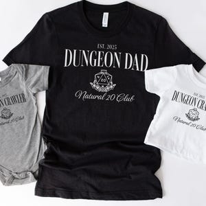 Matching Father&#39;s Day Roleplaying Dice T Shirt, Funny Nat 20 RPG Fathers TShirt, D20 T-Shirt, Dad & Baby Matching Shirts, Family Gamer Gifts