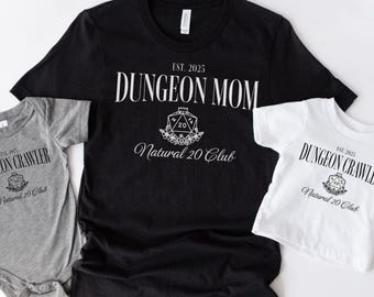 Nat 20 Matching DnD Mommy and Me Shirts, D&D Mom T Shirt, Nerdy TTRPG Gift, Mama and Baby Gifts, Group Family Gamer Tees, RPG D20 TShirt