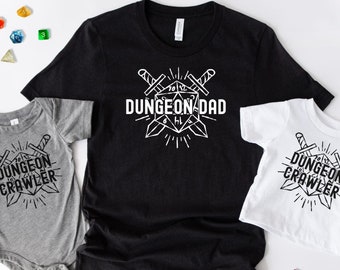 Matching Father&#39;s Day Roleplaying Dice T Shirt, Funny RPG Fathers Day TShirt, Father and Baby Matching Shirts, Father&#39;s Day Gift D20 T-Shirt