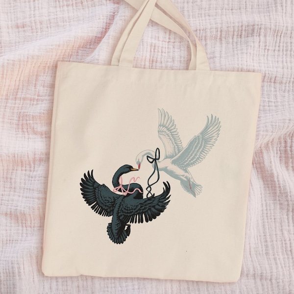 Swan Coquette Tote Bag, Balletcore Canvas Bag, Romantic Feminine Ballet Core Aesthetic Tote, Light Academia Preppy Stuff Best Friend Gift