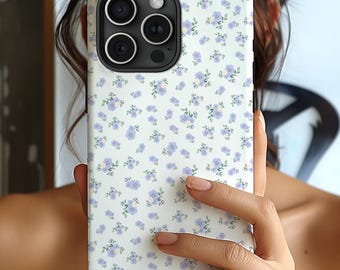 Purple Flowers Phone Case, Coquette Girly Florals Protective Cover for iPhone 16 15 14 13, Samsung Galaxy 23 24, Pixle 9, Cute Gifts for Her