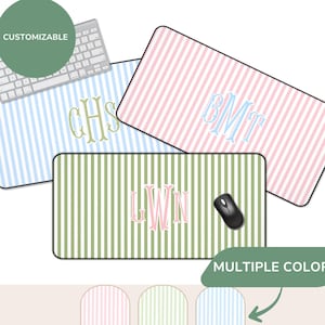 Custom Monogram Desk Mat, Personalized Name Initial Large Mousepad, Aesthetic Keyboard Mat for Office or Dorm