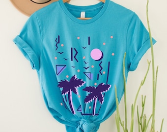 Vaporwave Sunset Shirt, Retro Tshirt, 80s Vibes Sunset Tee, 90s Palm Tree Shirt, Synthwave Aesthetic Tshirt, Vacation Shirt, Vacay Vibes Tee