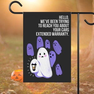 Funny Meme Halloween Garden Flag, Cute Retro Ghost Yard Art, Trick or Treat Porch Patio Party Decor, Welcome Sign, Spooky Housewarming Gift