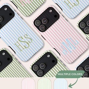 Custom Monogram Phonecase, Striped Personalized Name Initial MagSafe Phone Case for iPhone, Samsung & Pixel
